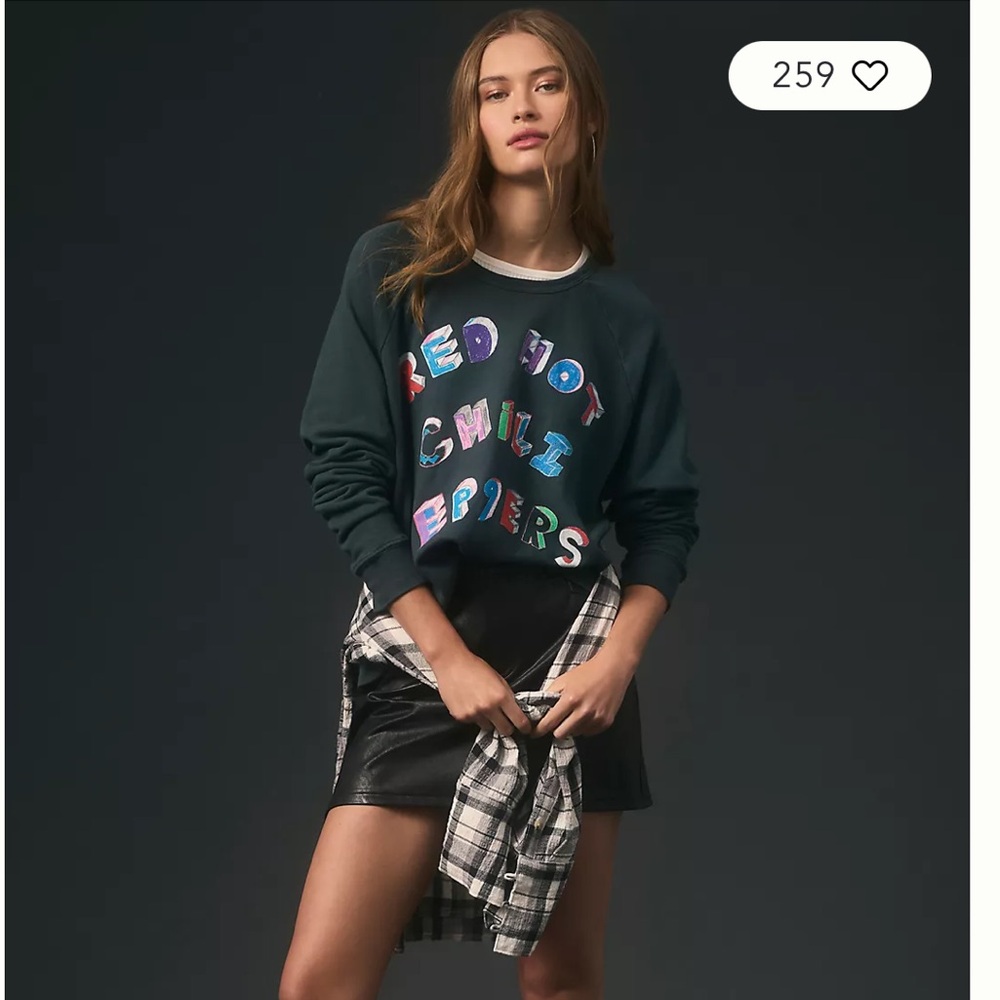 NWT Letluv x Anthropologie Red Hot Chili Peppers Black Sweatshirt - Sold Out